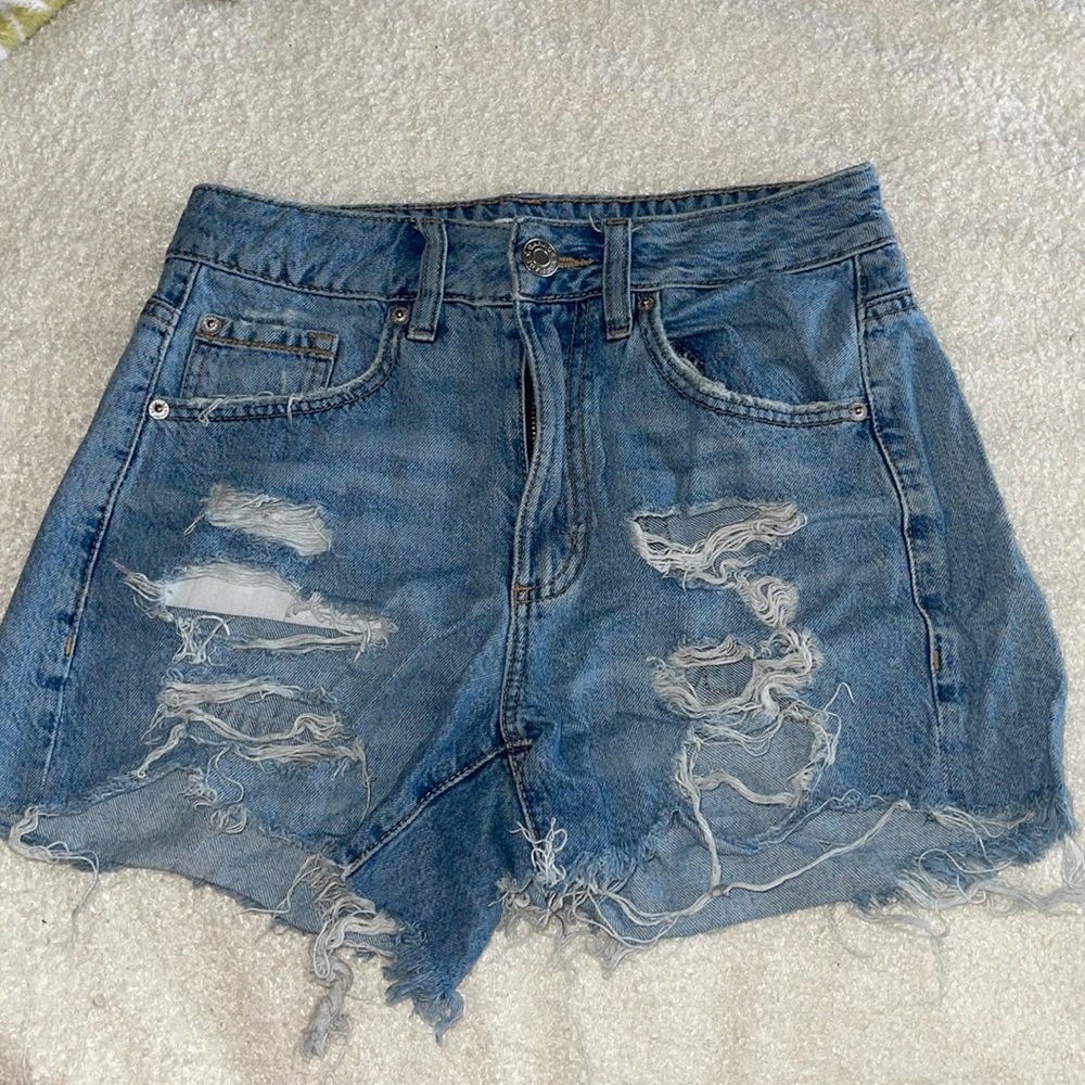 Distressed blue jean shorts from GARAGE